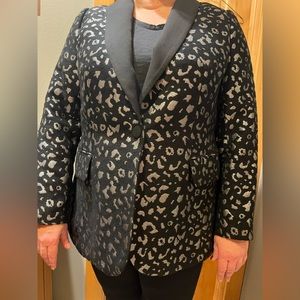 Black blazer with animal print